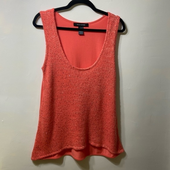 Ashley Stewart Tops - ASHLEY STWART SEQUINED FRONT,PEACH, ARMHOLE TOP. SIZE14-16